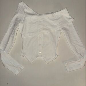 White Long Sleeve Button-Up Top